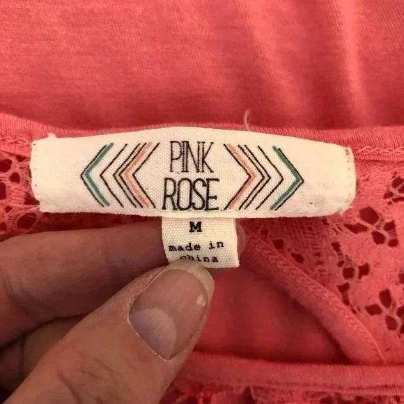 Pink Rose Pink Long Sl Hi Low Scoop Neck Top Med - Picture 7 of 8